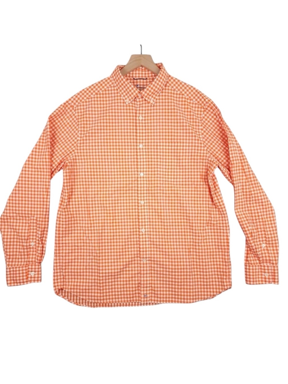 Vineyard Vines Boys Orange Gingham On The Go Performance Brrr Button Down shirt